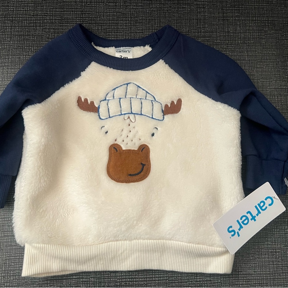NWT Boys 3M Carters Long Sleeve Moose Sweater